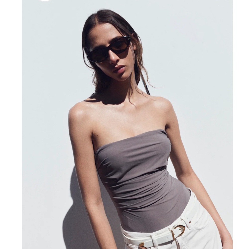Agolde Strapless Gray Bodysuit